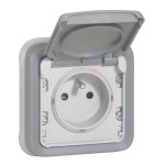 Prise de courant tanche et volet de protection ip55 plexo - gris