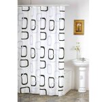 Rideau de douche dcor anneaux noirs et gris