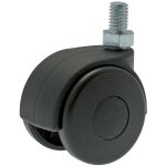 Roulette twiny noire  tige filete pivotante 50 x  40 mm - porte 25 kg