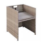 Salon de jardin 9 elements avec coussins rotin beige