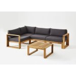 Salon de jardin en bois dacacia fsc - 5 personnes avec coussins gris anthracite levata Salon de jardin en bois dacacia fsc - 5 personnes avec coussins gris anthracite levata