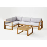 Salon de jardin en bois dacacia fsc - 5 personnes avec coussins gris perle levata Salon de jardin en bois dacacia fsc - 5 personnes avec coussins gris perle levata