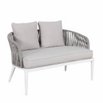 Salon de jardin cordes et aluminium - blanc gris - intrieur / extrieur - carmen
