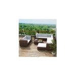 Salon de jardin karia 10 elements rsine tresse marron