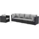 Salon de jardin modulable en rsine tresse  boston luxe 2  - atlanta - noir / gris