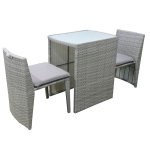 Salon de jardin rsine tresse balcon encastrable gris - ensemble 2 places - lia
