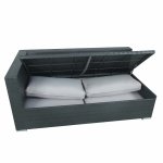 Salon de jardin en rsine tresse fonctionnel avec coffres de rangement intgrs - noir gris - farenza ...