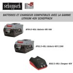 Scheppach tondeuse electrique 3 en 1 - 43 cm 40v - bac de ramassage 45l - mp43 - 40li