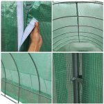 Serre de jardin tunnel 18 m 6l x 3l x 2h m acier galvanis renforc diamtre 2, 5 cm + pe haute densit ...
