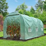 Serre de jardin tunnel 8 m� 4l x 2l x 1, 9h m acier galvanis� renforc� diam�tre 2, 4 cm + pe haute densit� ...