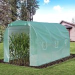 Serre de jardin tunnel surface sol 8 m 4l x 2l x 2, 10h m chssis tubulaire renforc porte zippe 6 ...