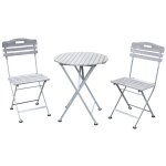 Set de balcon avec table ronde et 2 chaises gris