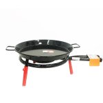 Set palla grillades plancha barcelona noir acier maill rchaud 40cm + plat 46cm