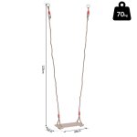 Siège de balançoire pour enfants dim. 40l x 16l x 120h cm bois massif de pin cordes anneaux Siège de balançoire pour enfants dim. 40l x 16l x 120h cm bois massif de pin cordes anneaux