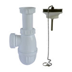 Siphon de lavabo et bonde  bouchon avec chainette - nf - evacuation 32