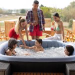 Spa gonflable carré 185 cm tekapo gris 6 places Spa gonflable carré 185 cm tekapo gris 6 places