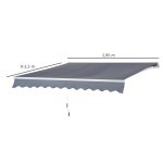 Store banne manuel rétractable aluminium polyester imperméabilisé 2, 95l x 2, 5l m gris Store banne manuel rétractable aluminium polyester imperméabilisé 2, 95l x 2, 5l m gris