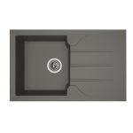 Stradour evier cuisine a encastrer 1 bac + 1 egouttoir aloa - resine - 81 x 50 cm - gris beton