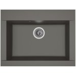 Stradour evier cuisine a encastrer 1 bac sans egouttoir hexo - resine - 66 x 50 cm - gris beton
