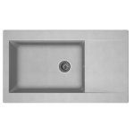 Stradour evier cuisine a encastrer 1 grand bac + 1 egouttoir einna - resine - 86 x 50 cm - gris platinium ...