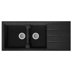 Stradour evier cuisine a encastrer 2 bacs + 1 egouttoir aloa - resine - 116 x 50 cm - noir Stradour evier cuisine a encastrer 2 bacs + 1 egouttoir aloa - resine - 116 x 50 cm - noir