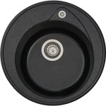 Stradour evier a encastrer ronda, en smc noir paillete - 06, 1 bac, dim. o 49 cm, vidage manuel
