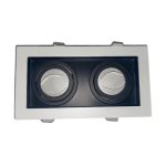Support spot gu10 encastrable orientable double projecteur blanc / noir - silamp