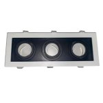 Support spot gu10 encastrable orientable triple projecteur blanc / noir - silamp