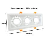Support spot gu10 led encastrable triple projecteur - blanc - silamp