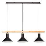 Suspension 3 lampes en mtal et bois - silamp