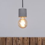 Suspension en bton gris, design cylindrique, 1 ampoule, strong