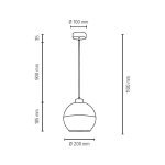 Suspension en bton gris & verre dpolis, design sphre , 1 ampoule, fresh