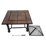 Table basse carrée en céramique avec brasero Table basse carrée en céramique avec brasero