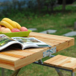 Table de camping jardin pique - nique pliante en bois avec 4 sieges