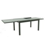 Table de jardin extensible aluminium 140 / 280cm + 10 fauteuils empilables textilne noir - faro