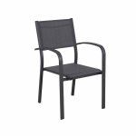 Table de jardin extensible en aluminium 270cm + 8 fauteuils empilables textilène anthracite - milo 8 Table de jardin extensible en aluminium 270cm + 8 fauteuils empilables textilène anthracite - milo 8