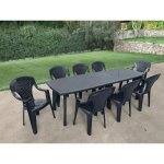 Table de jardin avec rallonge lipari 2 - 8 a 10 places - 250 x 90 x 72, 8 cm - gris anthracite
