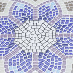 Table ronde style fer forg bistro plateau mosaque motif fleur mtal poxy anticorrosion noir cramique ...
