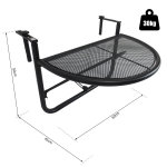Table suspendue pour balcon dim. 60l x 45l cm hauteur réglable 3 niveaux métal Époxy noir Table suspendue pour balcon dim. 60l x 45l cm hauteur réglable 3 niveaux métal Époxy noir
