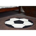 Tapis bcf base ballon de foot crme / noir 3943 cercle 100 cm