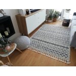 Tapis berber agadir g0522 cr�me et gris franges berb�re marocain shaggy 140x190 cm