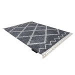 Tapis berber asila b5970 gris et blanc franges berb�re marocain shaggy 180x270 cm