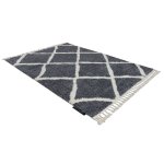 Tapis berber cross b5950 gris et blanc franges berb�re marocain shaggy 160x220 cm