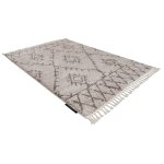 Tapis berber fez g0535 beige et marron franges berb�re marocain shaggy 160x220 cm