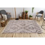 Tapis berber fez g0535 beige et marron franges berb�re marocain shaggy 80x150 cm