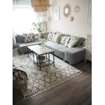 Tapis berber fez g0535 cr�me et marron franges berb�re marocain shaggy 180x270 cm