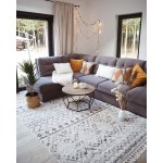 Tapis berber rabat g0526 cr�me et marron franges berb�re marocain shaggy 200x290 cm