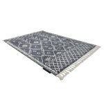Tapis berber tanger b5940 gris et blanc franges berbre marocain shaggy 200x290 cm