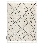 Tapis berber tetuan b751 zigzag cr�me franges berb�re marocain shaggy 80x150 cm
