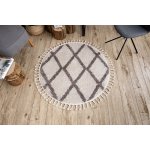 Tapis berber troik cercle cr�me franges berb�re marocain shaggy cercle 120 cm